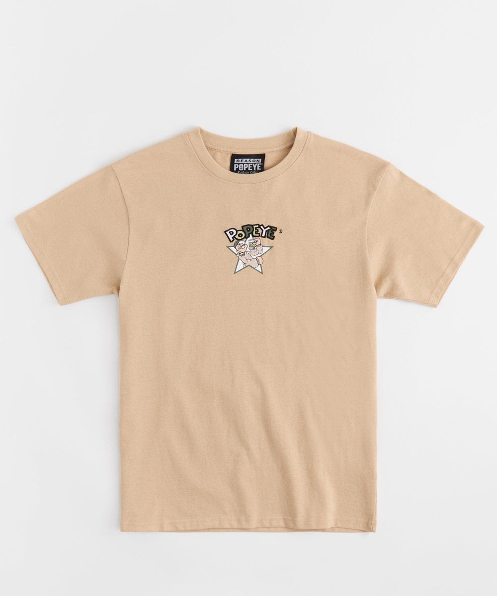 Popeye Mugshot Embroidered Short Sleeve Tee - Tan