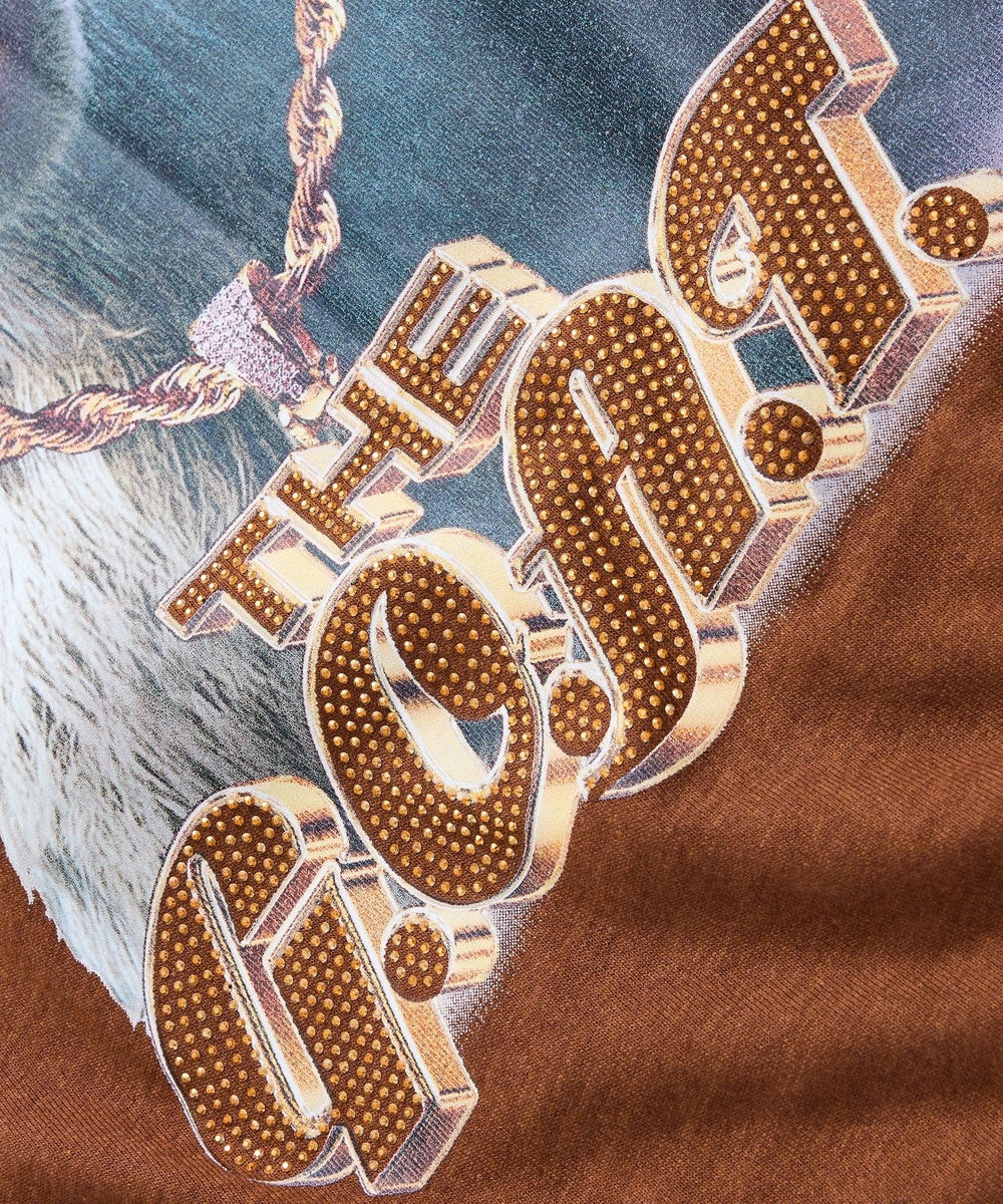 Goat Rhinestone Short Sleeve Tee - Brown