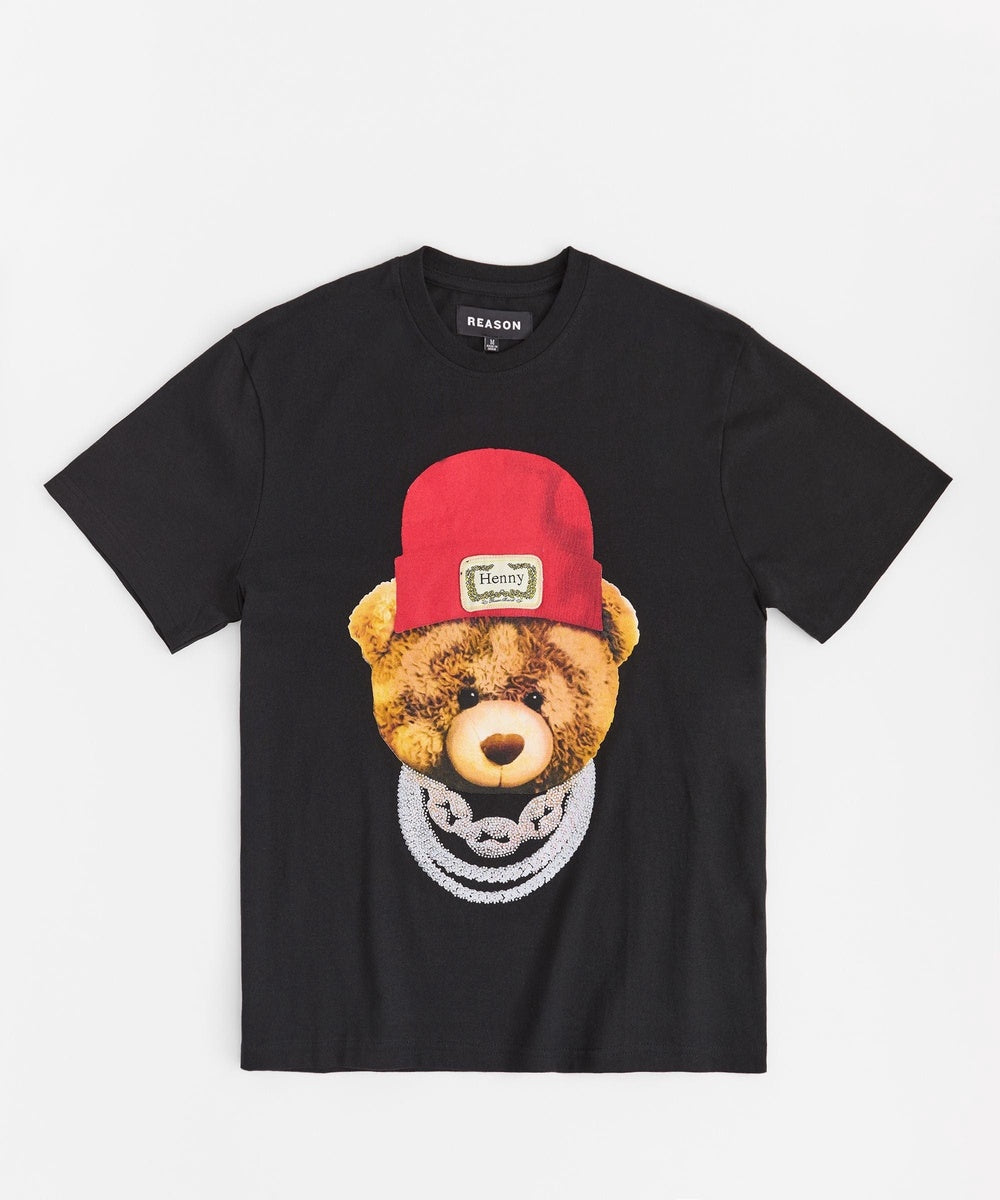 Teddy Rhinestone Short Sleeve Tee - Black