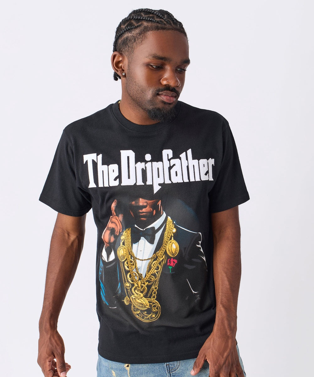 Dripfather Applique Short Sleeve Tee - Black