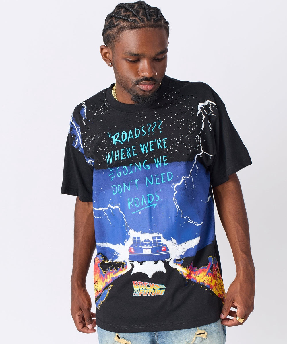 Back to the Future We Don't Need Roads Short Sleeve Tee - Black