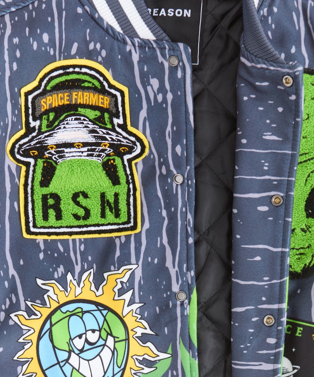 Space Defense Varsity Jacket - Grey