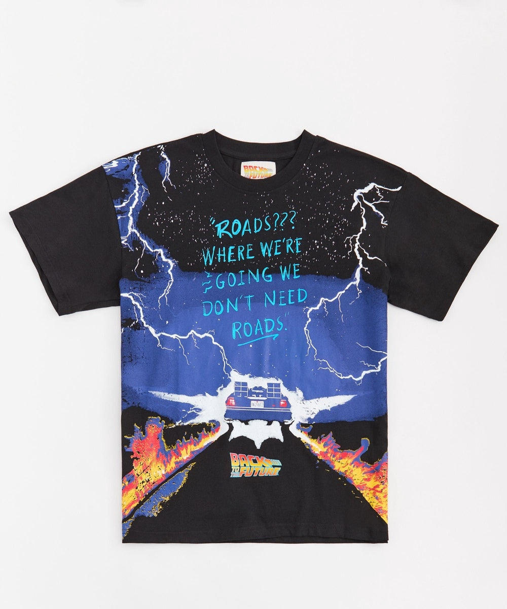 Back to the Future We Don't Need Roads Short Sleeve Tee - Black