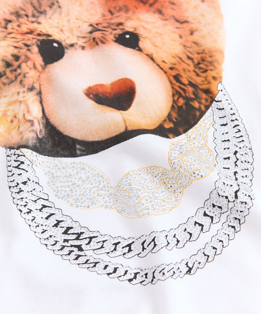 Teddy Rhinestone Short Sleeve Tee - White